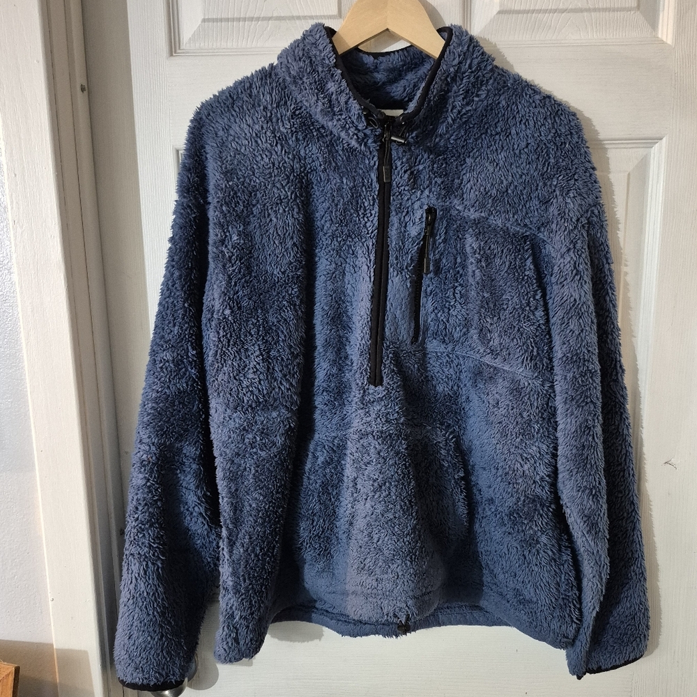 Women's PINK Victoria's Secret Fleece Sherpa Style Pullover Sz XL Blue